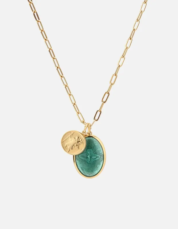 Mini Dove Cable Chain Necklace, Gold Vermeil/Teal sold by Miansai