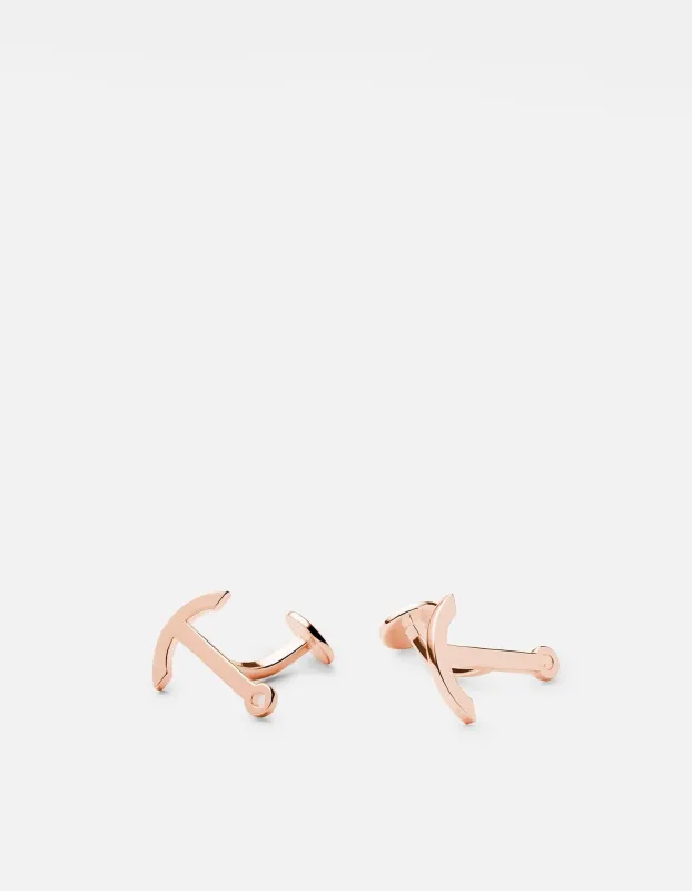Modern Anchor Cufflink, Rose Plated made by Miansai