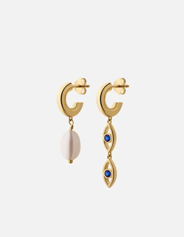 Evil Eye Hoop Earrings, Gold Vermeil/Spinels & Pearls sold by Miansai