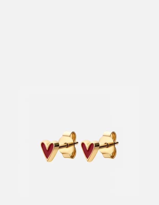 Lovelle Heart Studs, Gold Vermeil/Red sold by Miansai