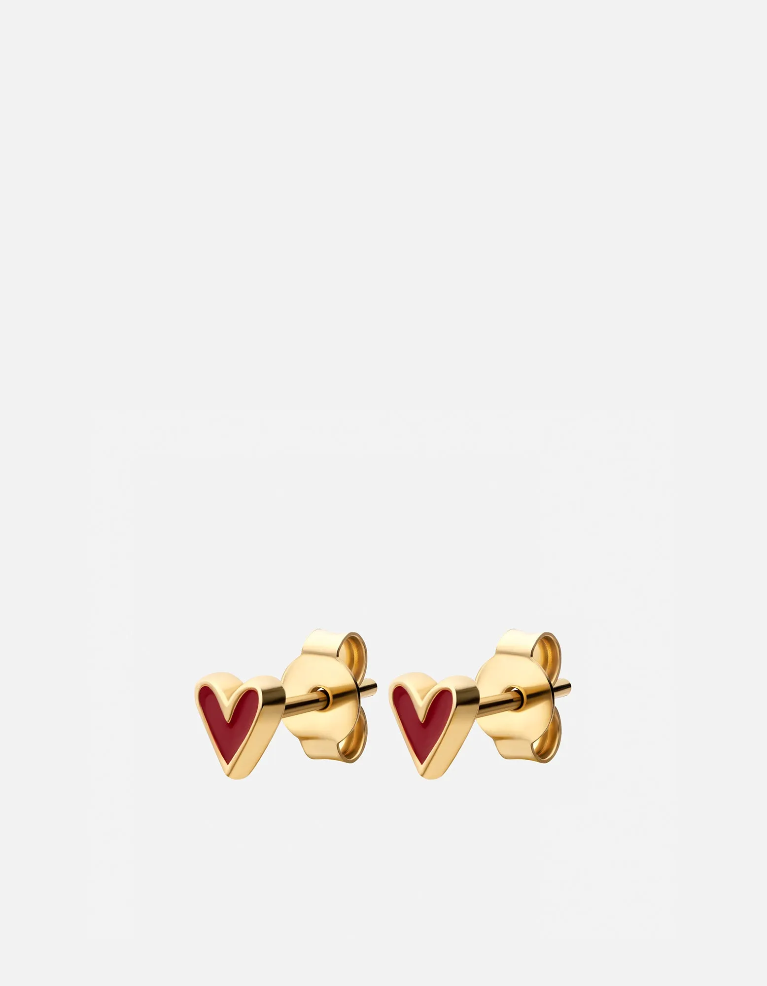 Lovelle Heart Studs, Gold Vermeil/Red sold by Miansai