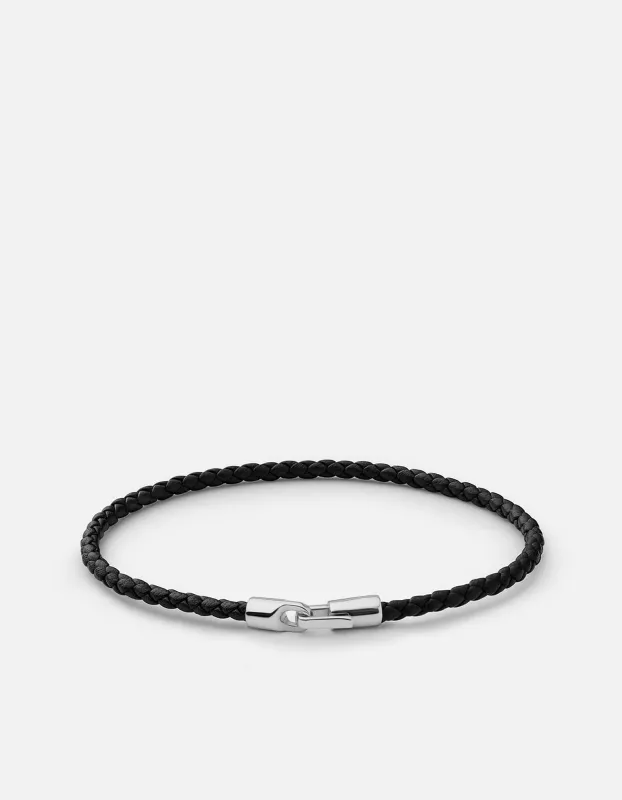 Cruz Leather Bracelet, Sterling Silver / Black sold by Miansai