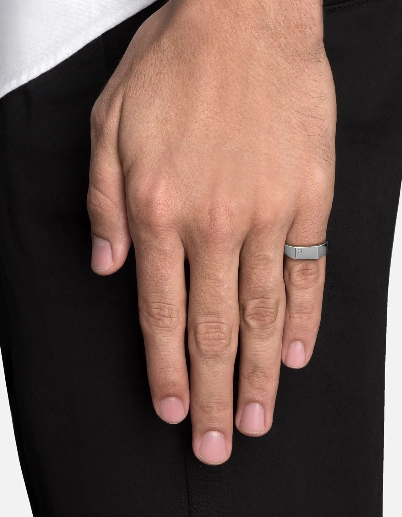 Geo Signet Diamond Pinky Ring, Sterling Silver sold by Miansai product image thumbnail 4