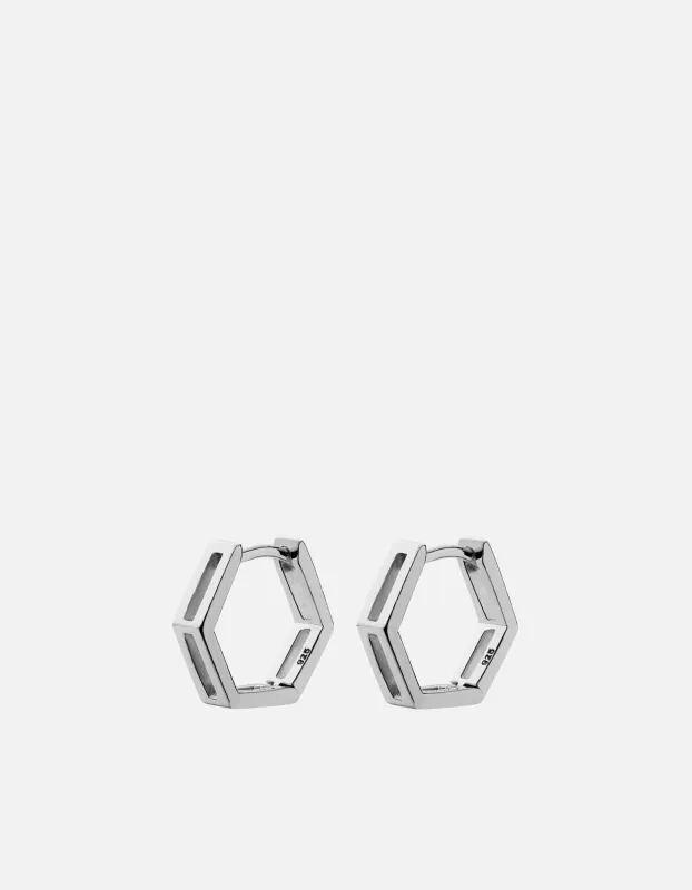 Hexa Huggie Earrings, Sterling Silver sold by Miansai