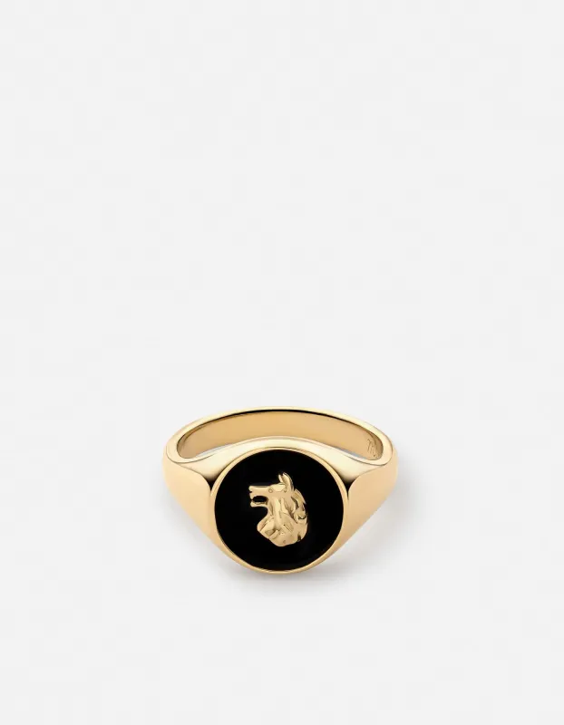 Wolf Ring, Gold Vermeil/Black sold by Miansai