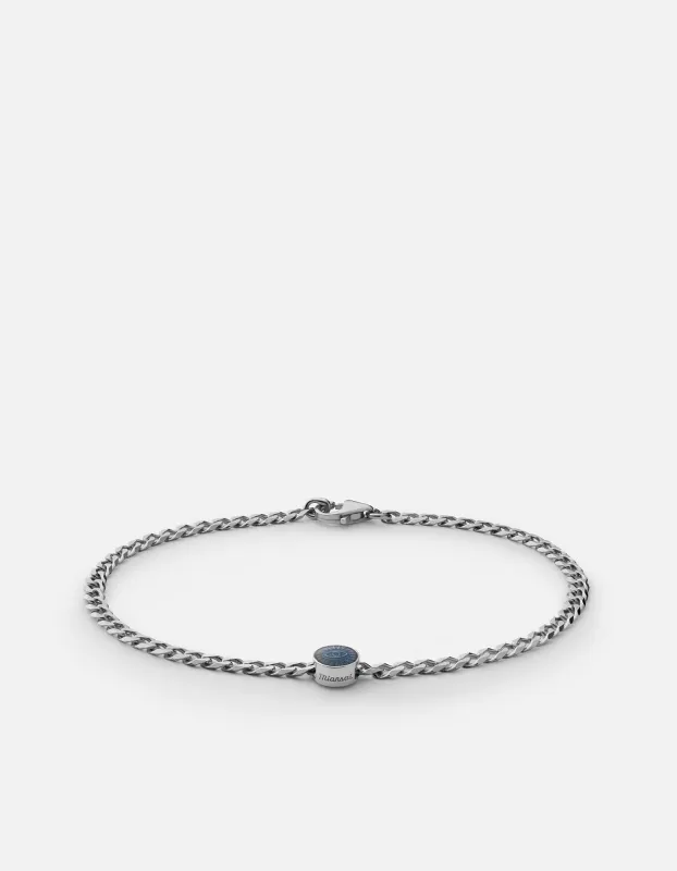 Eye of Time Type Chain Bracelet, Sterling Silver/Blue sold by Miansai