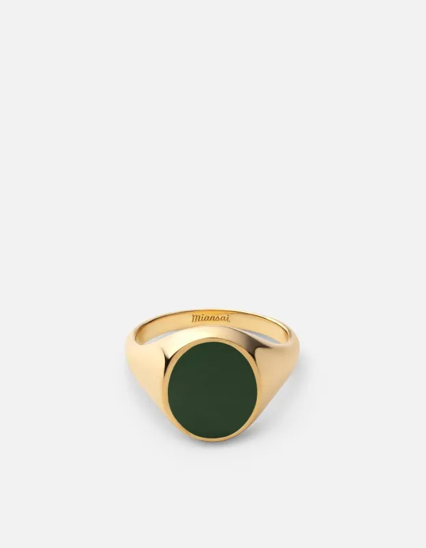 Heritage Ring, Gold Vermeil/Green sold by Miansai