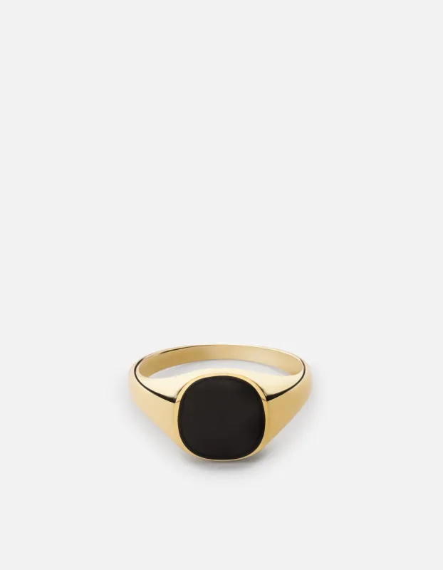 Olympus Signet Ring, Gold Vermeil/Black sold by Miansai