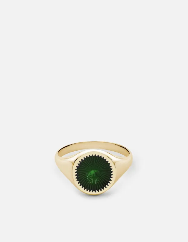 Solar Signet Ring, Gold Vermeil/Jasper Green sold by Miansai