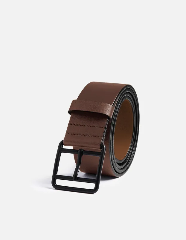 Brown Leather Belt, Noir Buckle sold by Miansai