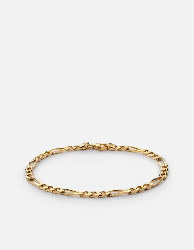 3mm Figaro Chain Bracelet, Gold Vermeil sold by Miansai