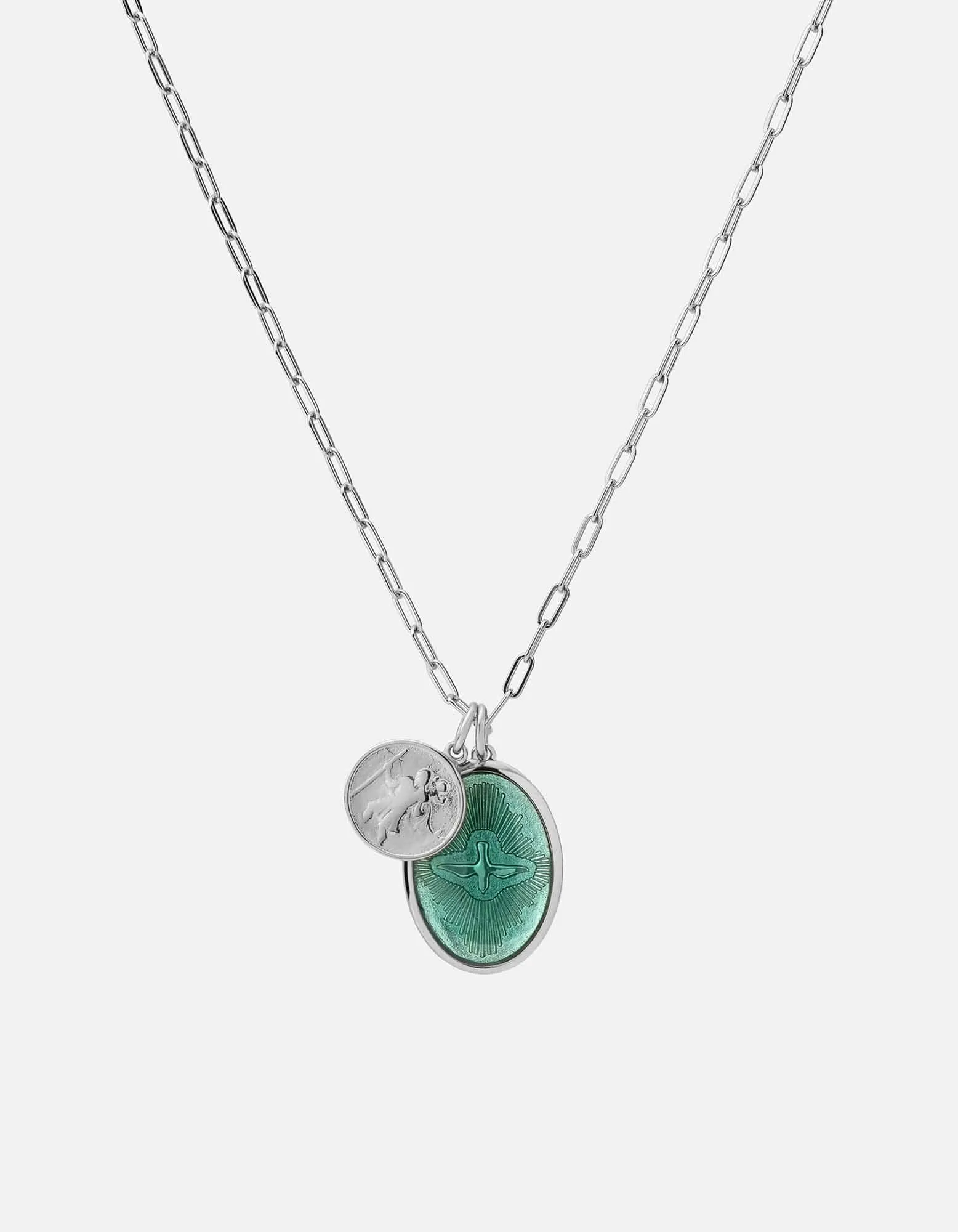 Mini Dove Cable Chain Necklace, Sterling Silver/Teal sold by Miansai