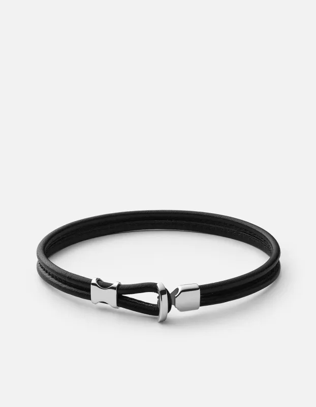 Orson Loop Leather Bracelet, Sterling Silver / Black sold by Miansai