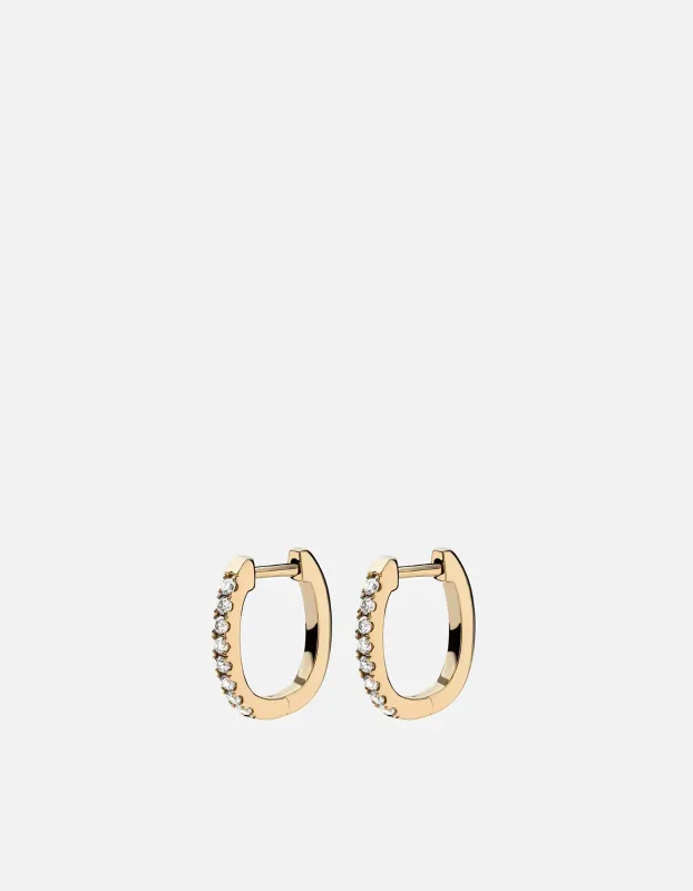 Linear Huggie Earrings, 14k Gold Pavé sold by Miansai