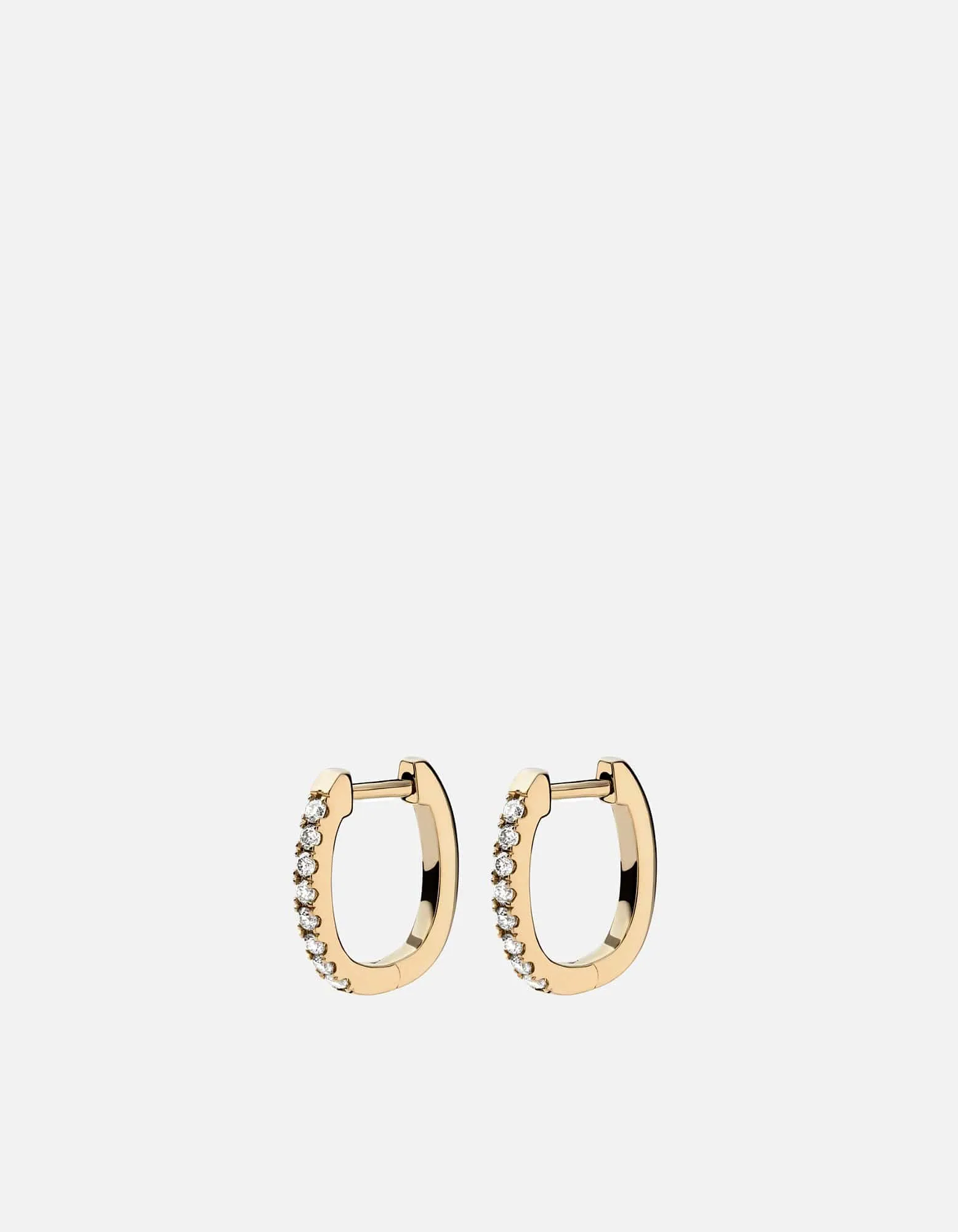 Linear Huggie Earrings, 14k Gold Pavé sold by Miansai