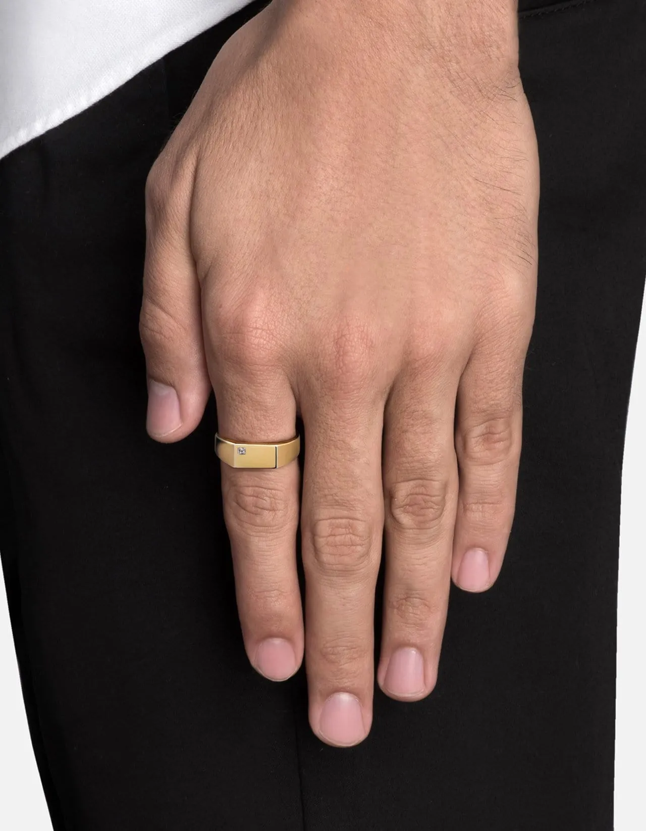 Geo Signet Diamond Ring, Gold Vermeil sold by Miansai product image thumbnail 3