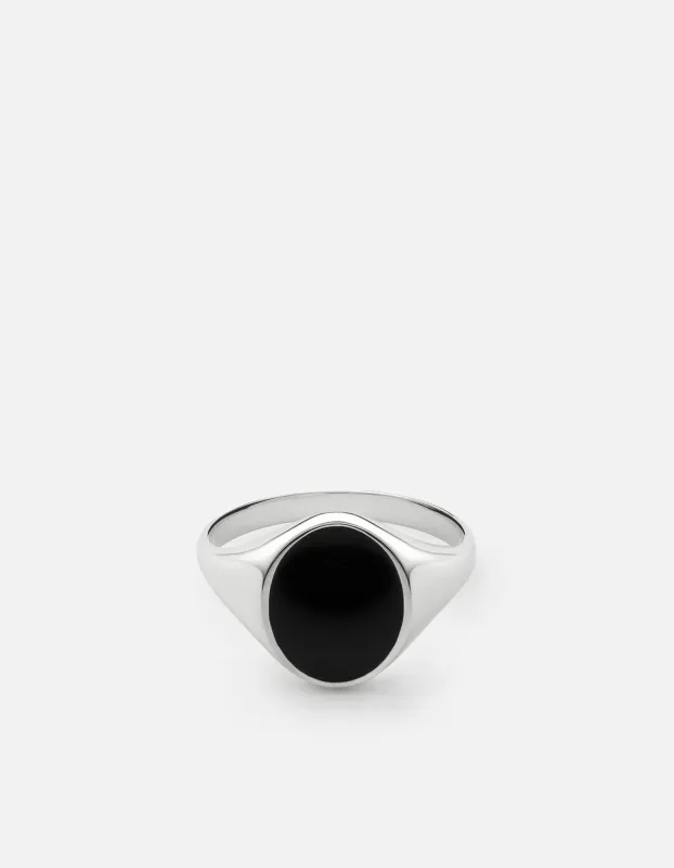 Heritage Ring, Sterling Silver/Black sold by Miansai