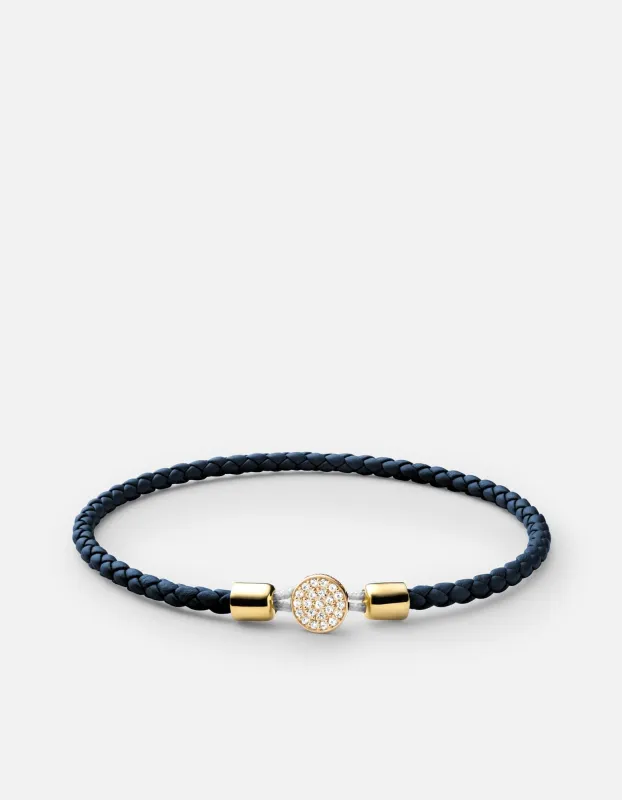 Nexus Leather Bracelet, Gold Vermeil/Sapphire sold by Miansai
