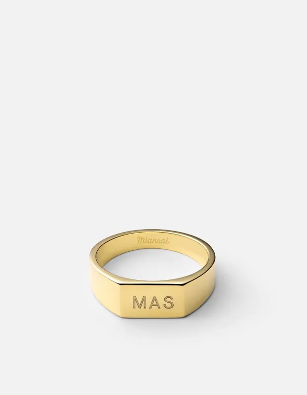 Geo Signet Ring, Gold Vermeil/3 Letters sold by Miansai
