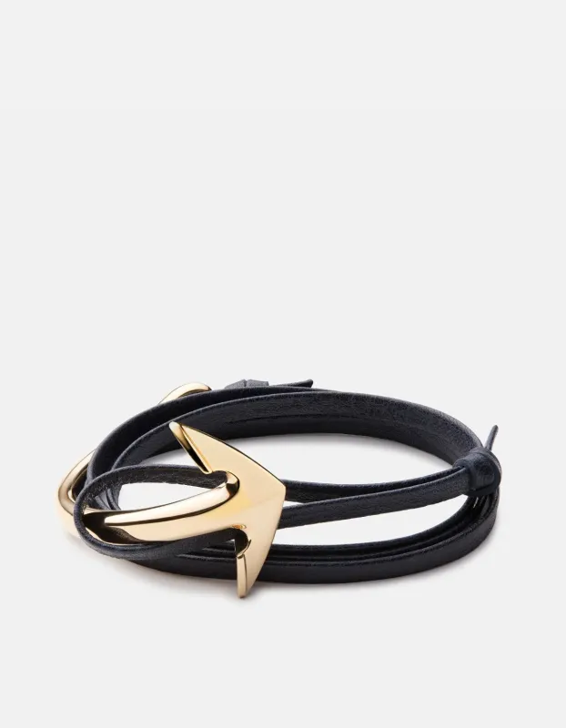Anchor Half-Cuff Leather, Gold sold by Miansai