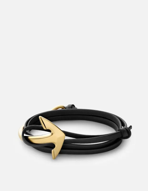 Anchor Half-Cuff Leather, Matte Gold made by Miansai