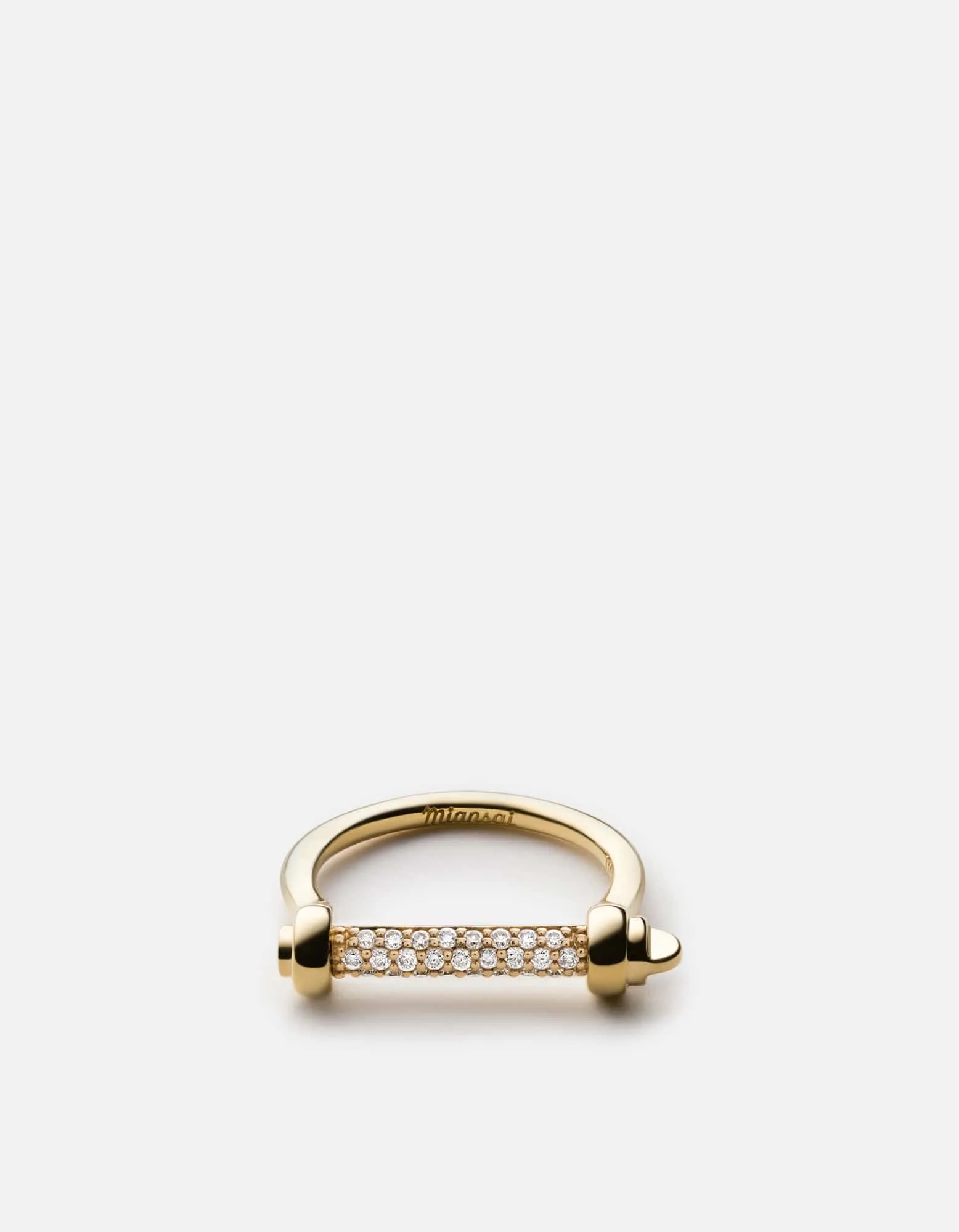Thin Screw Cuff Ring, 14k Gold Pavé Bar sold by Miansai product image thumbnail 4
