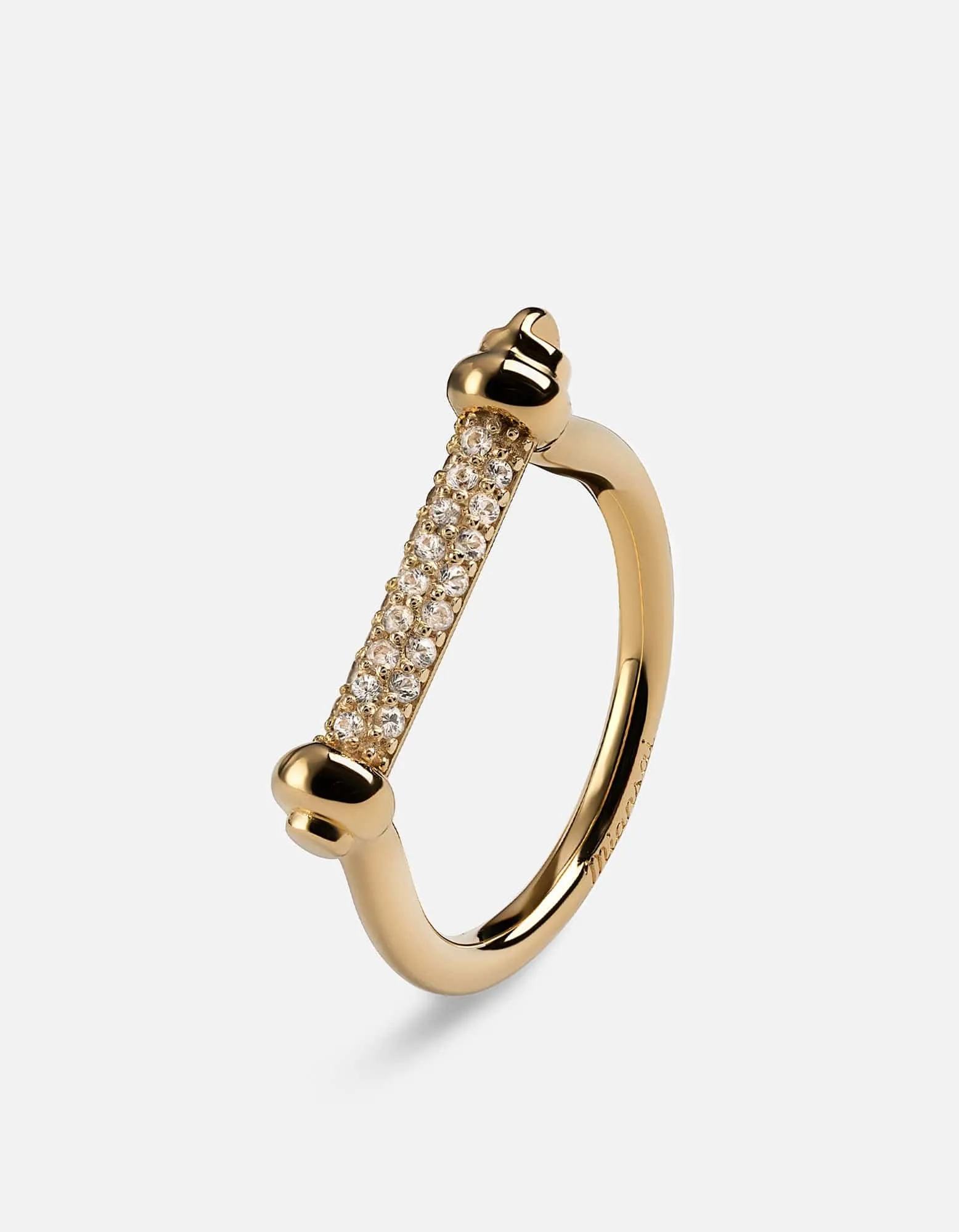 Thin Screw Cuff Ring, 14k Gold Pavé Bar sold by Miansai product image thumbnail 5