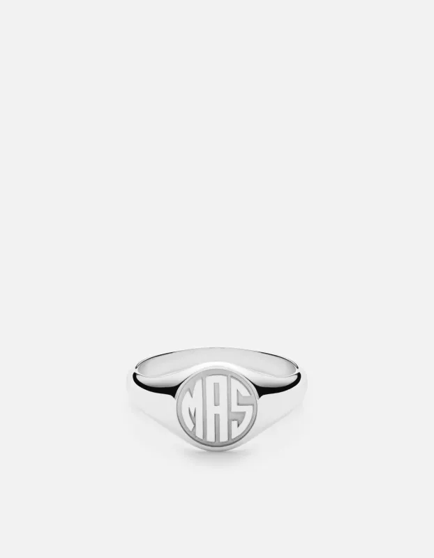 Signet Ring, Sterling Silver/3 Letter sold by Miansai