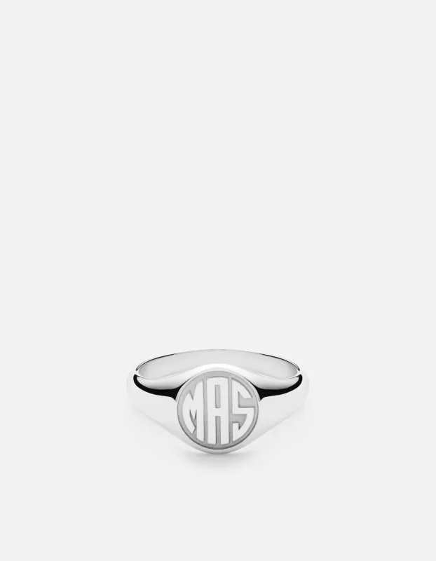 Signet Ring, Sterling Silver/3 Letter sold by Miansai
