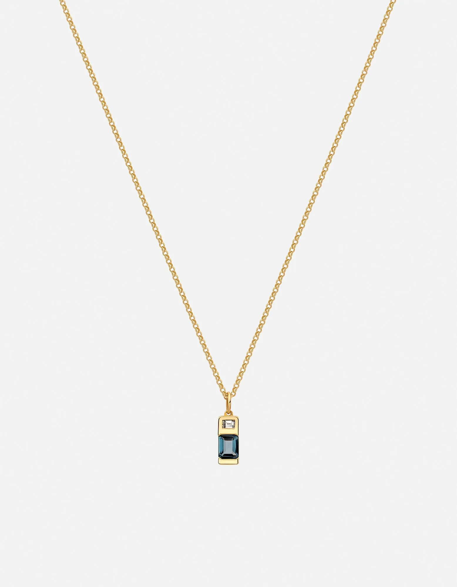 Everett London Blue Topaz Necklace, Gold Vermeil/Baguette Sapphire sold by Miansai