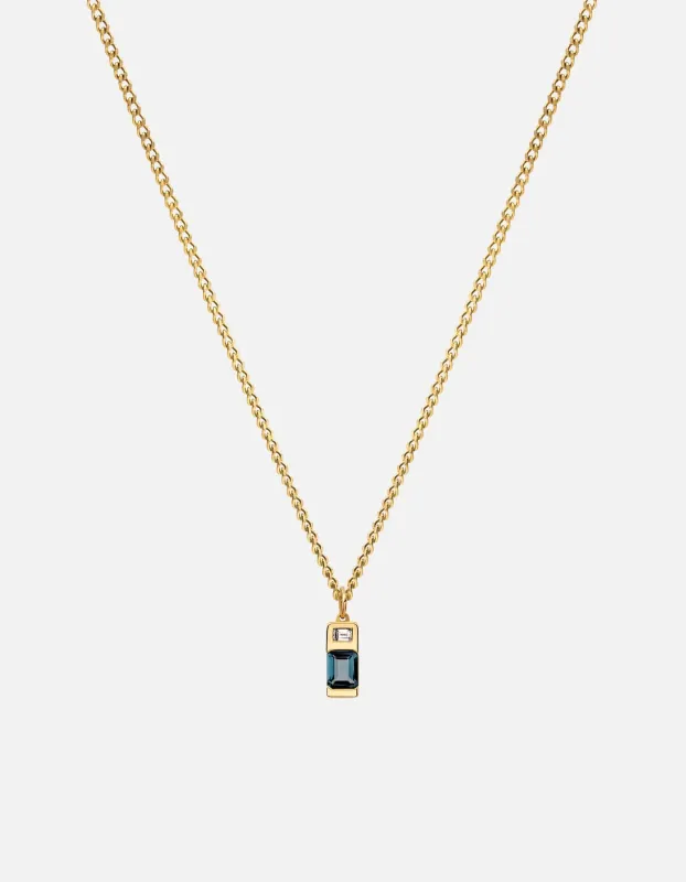 Everett London Blue Topaz Necklace, Gold Vermeil/Baguette Sapphire sold by Miansai