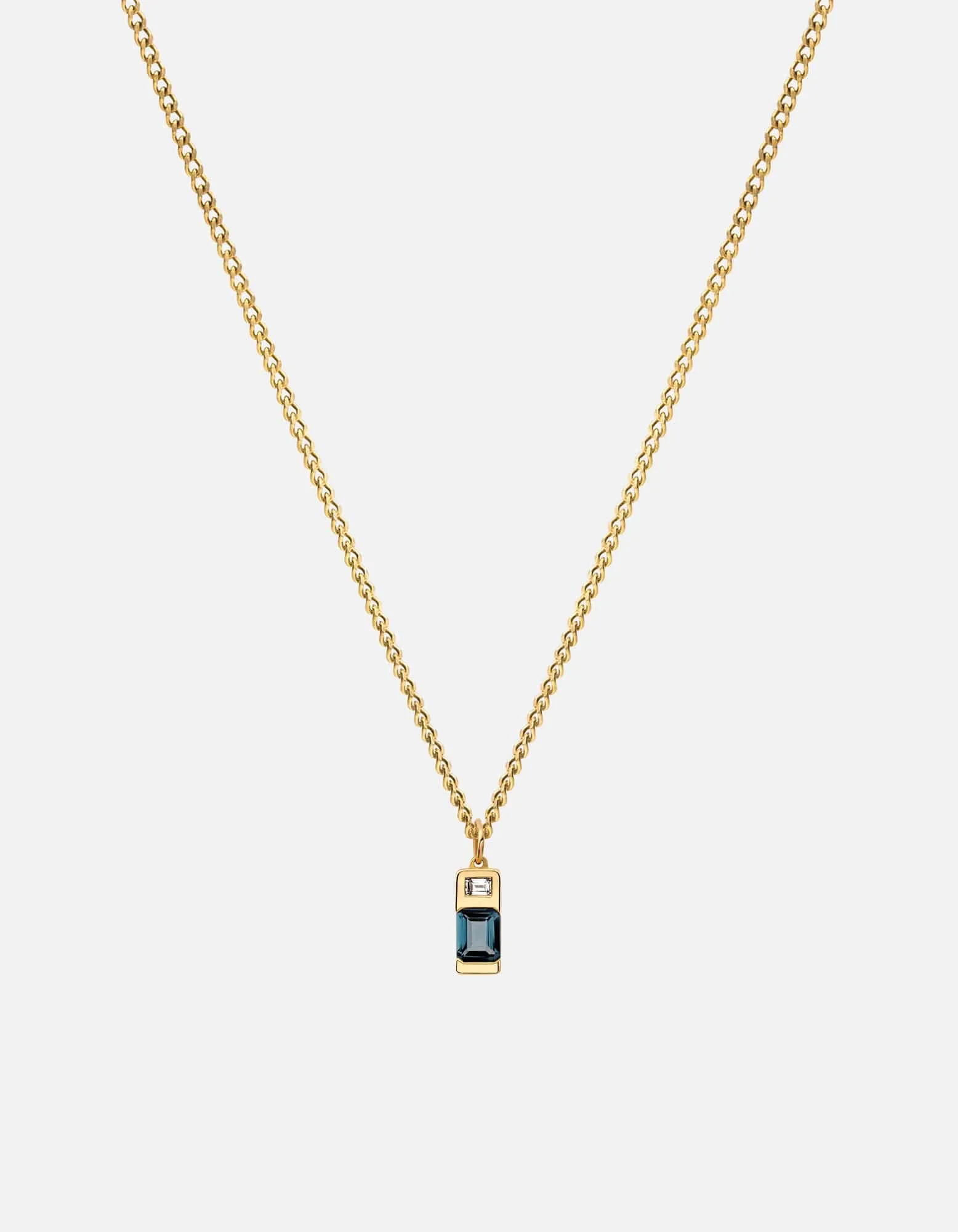 Everett London Blue Topaz Necklace, Gold Vermeil/Baguette Sapphire sold by Miansai