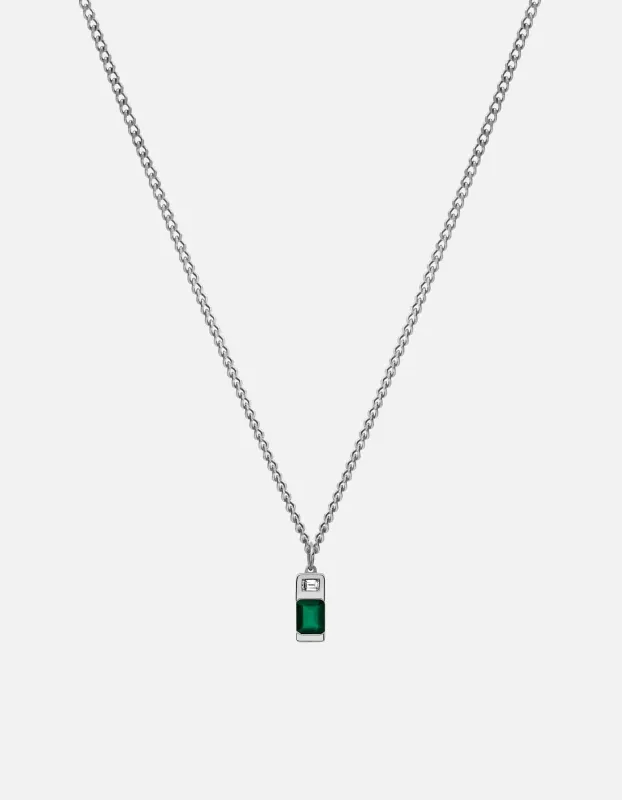 Everett Agate Necklace, Sterling Silver/Baguette Sapphire sold by Miansai