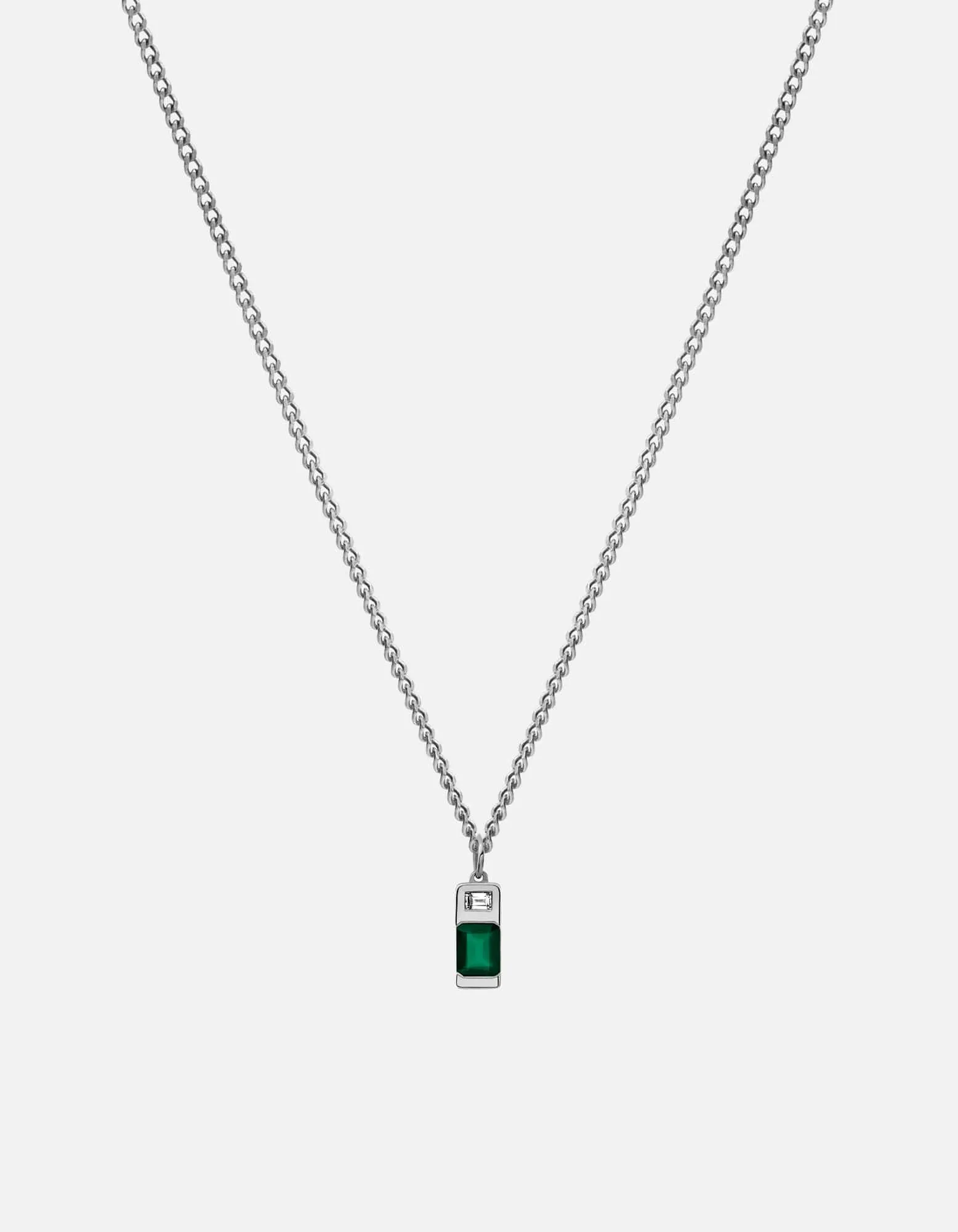 Everett Agate Necklace, Sterling Silver/Baguette Sapphire sold by Miansai