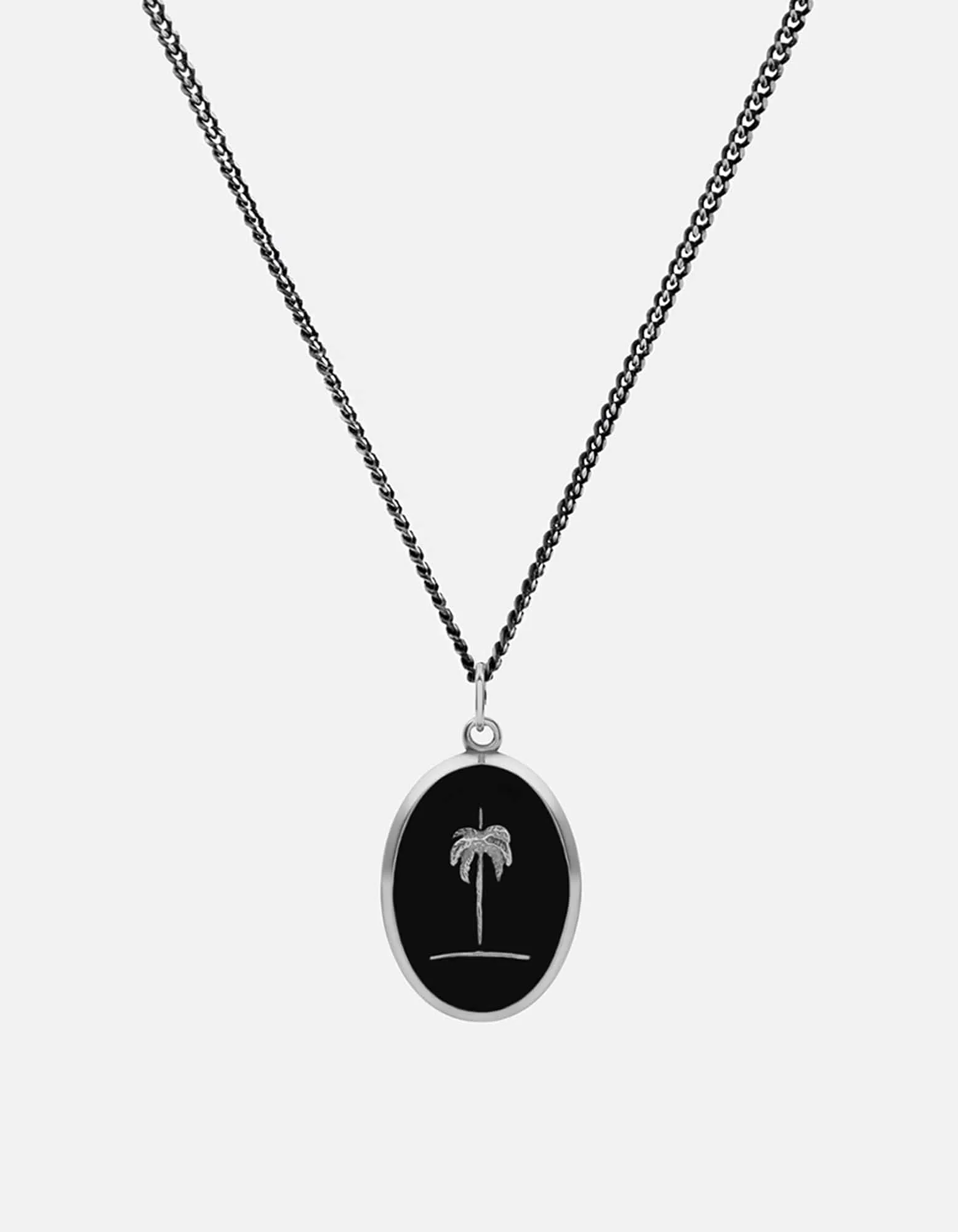 Palm Tree Necklace, Sterling Silver/Black sold by Miansai