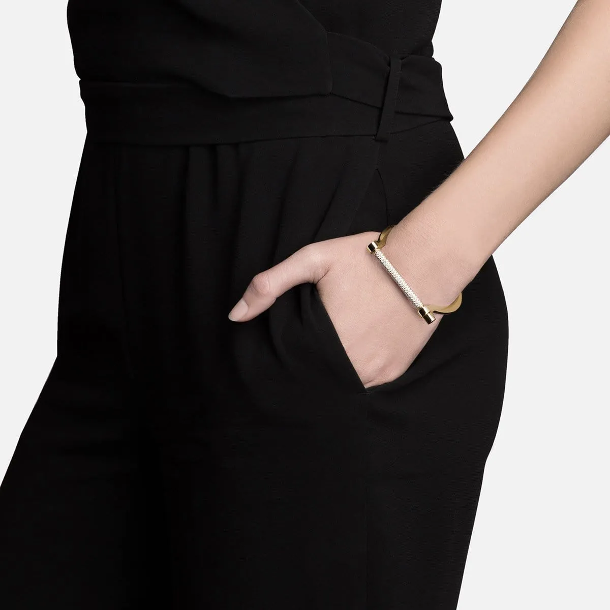 Thin Modern Screw Cuff, 14k Gold Pavé sold by Miansai product image thumbnail 4