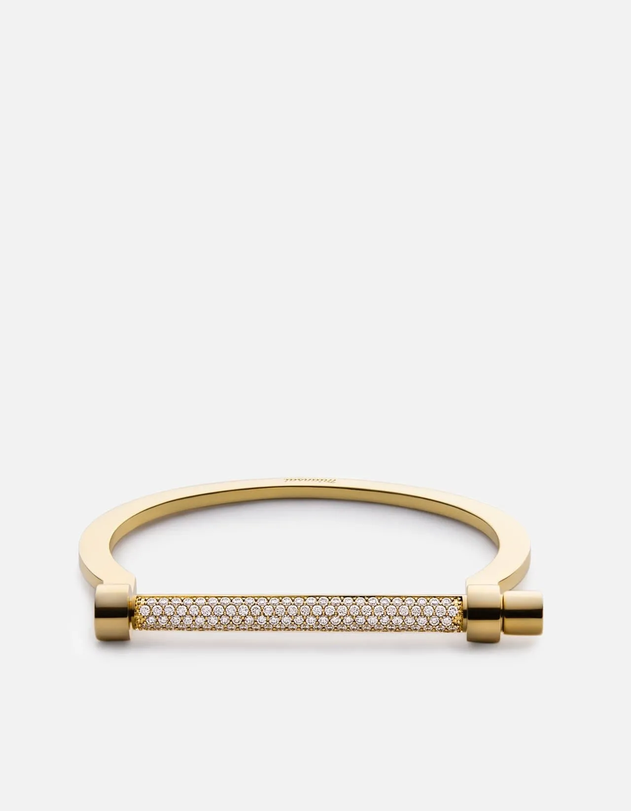Thin Modern Screw Cuff, 14k Gold Pavé sold by Miansai