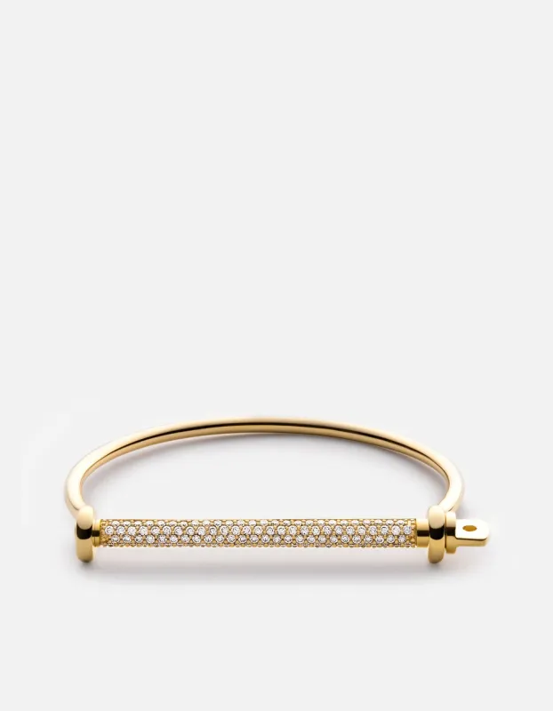 Thin Screw Cuff, 14k Gold Pavé Bar sold by Miansai