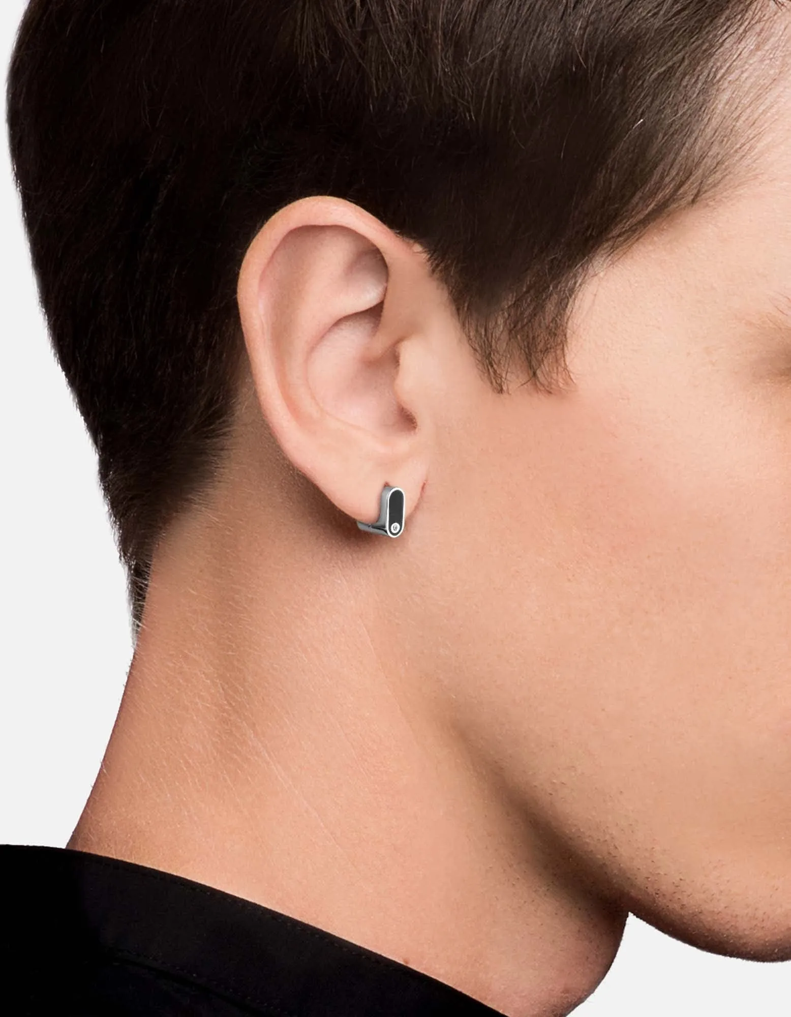 Tyson Sapphire Huggie Earring, Sterling Silver/Black sold by Miansai product image thumbnail 2