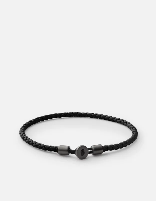Nexus Leather Bracelet, Matte Black Rhodium sold by Miansai