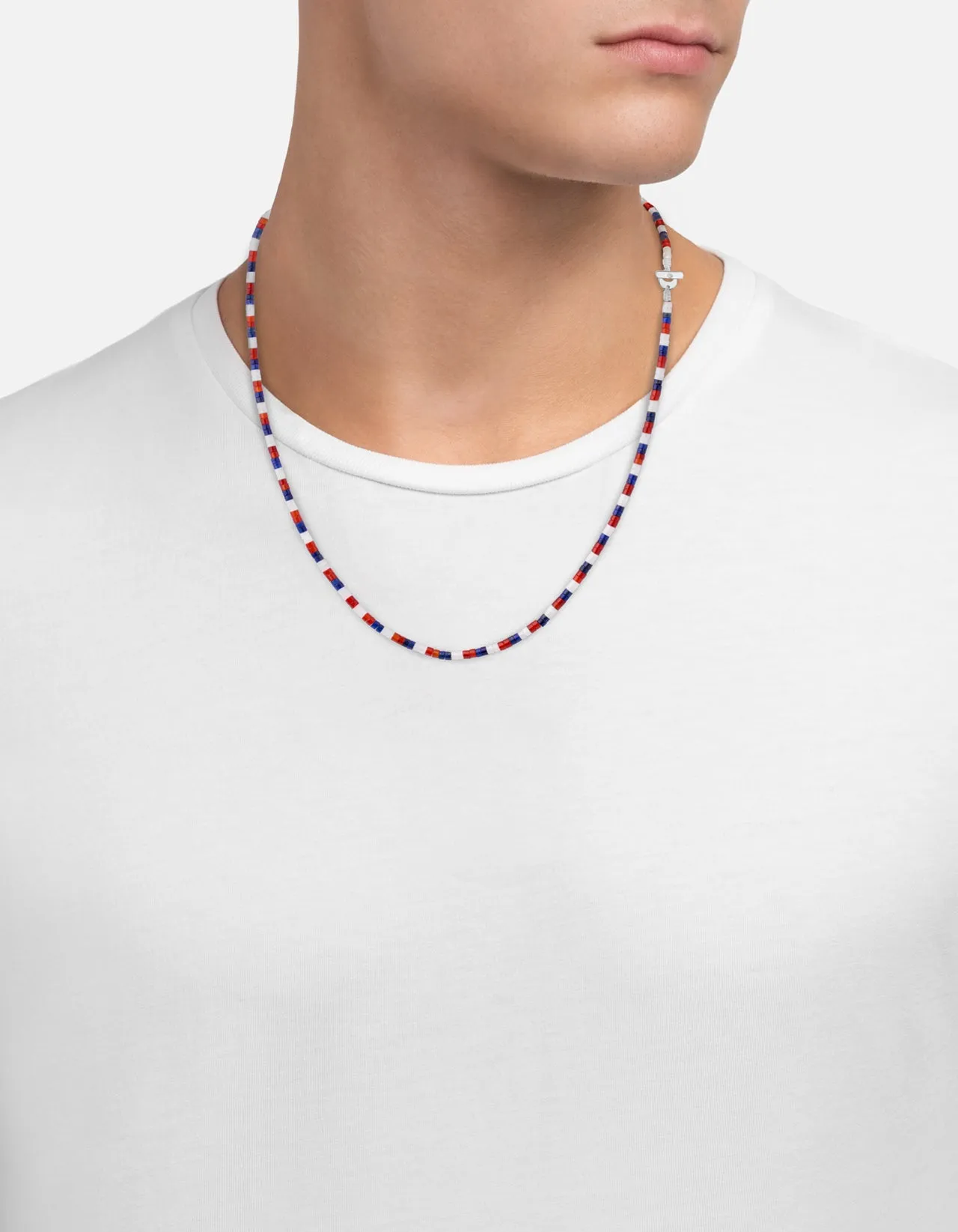 Kai Beaded Necklace, Sterling Silver / Red/White/Blue sold by Miansai product image thumbnail 3