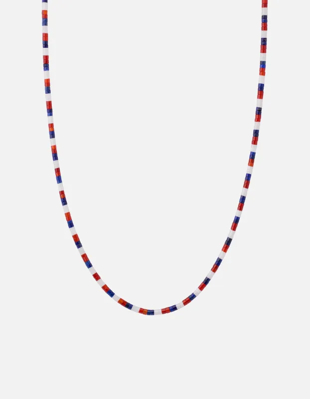 Kai Beaded Necklace, Sterling Silver / Red/White/Blue sold by Miansai