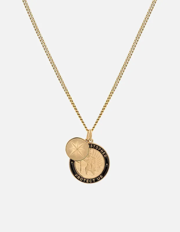 Saint Christopher Surf Necklace, Gold Vermeil/Black sold by Miansai