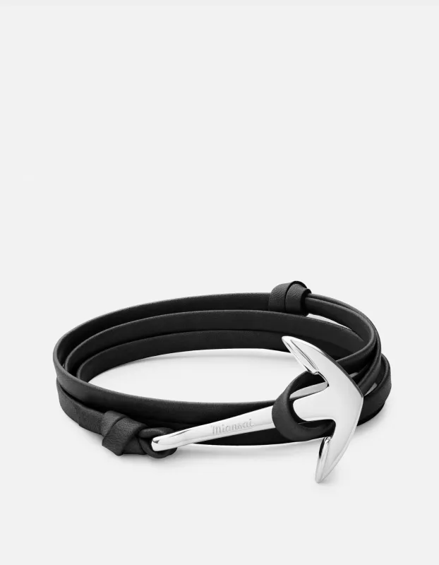 Anchor Leather Bracelet, Silver sold by Miansai