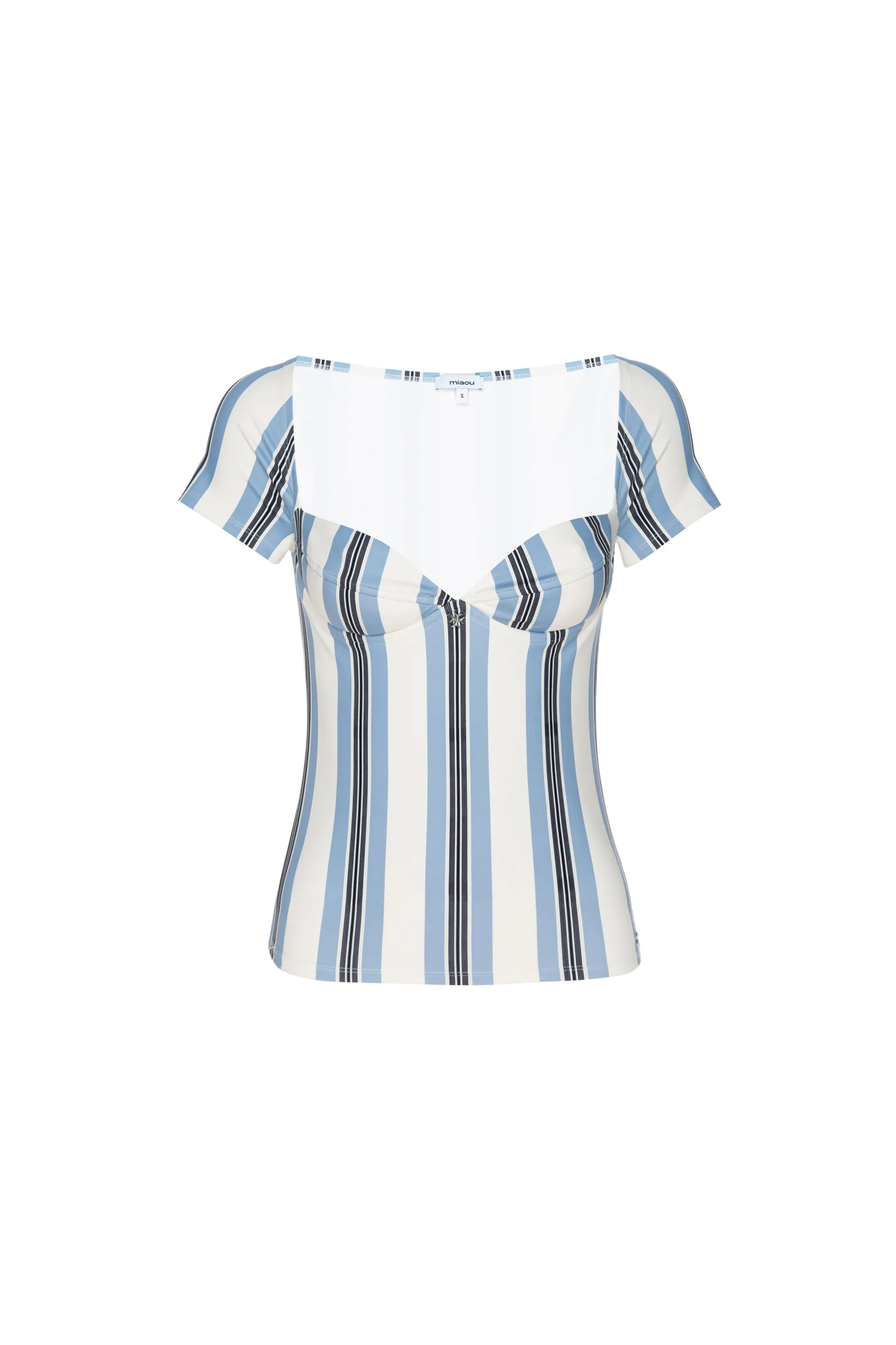 OLIVIA TOP - BLACK AND BLUE STRIPE sold by Miaou product image thumbnail 2