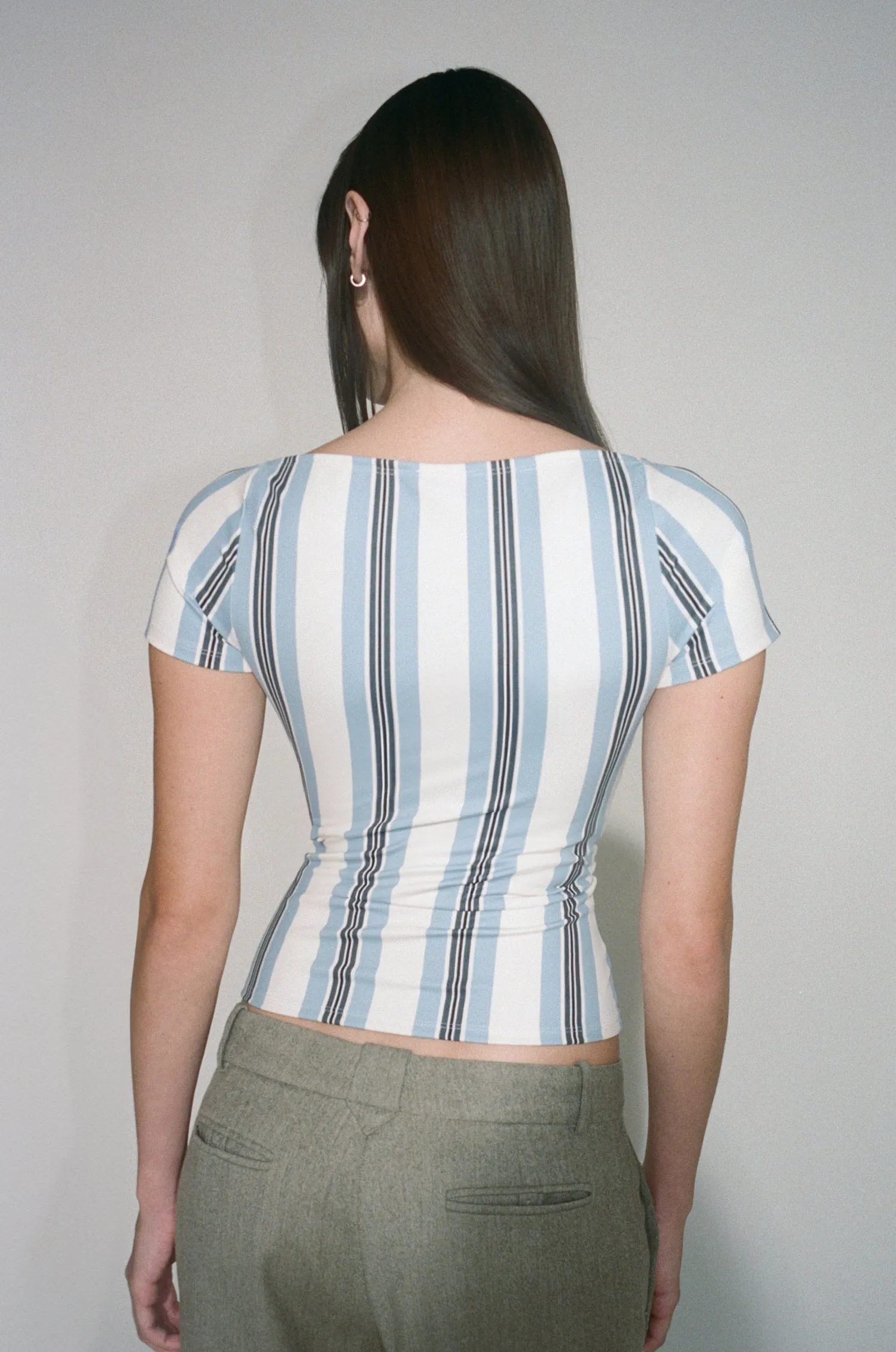 OLIVIA TOP - BLACK AND BLUE STRIPE sold by Miaou product image thumbnail 5