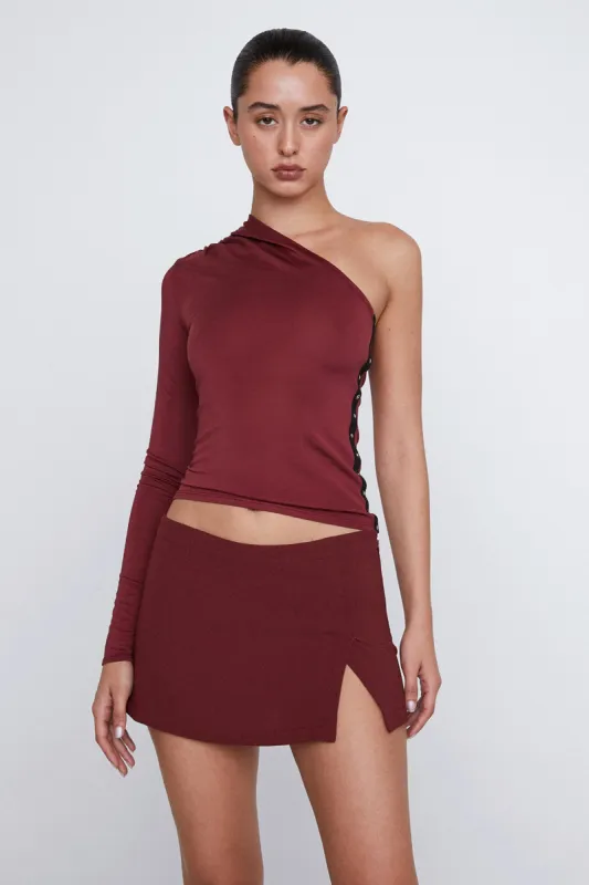 MICRO MINI SKIRT - RUSSET sold by Miaou
