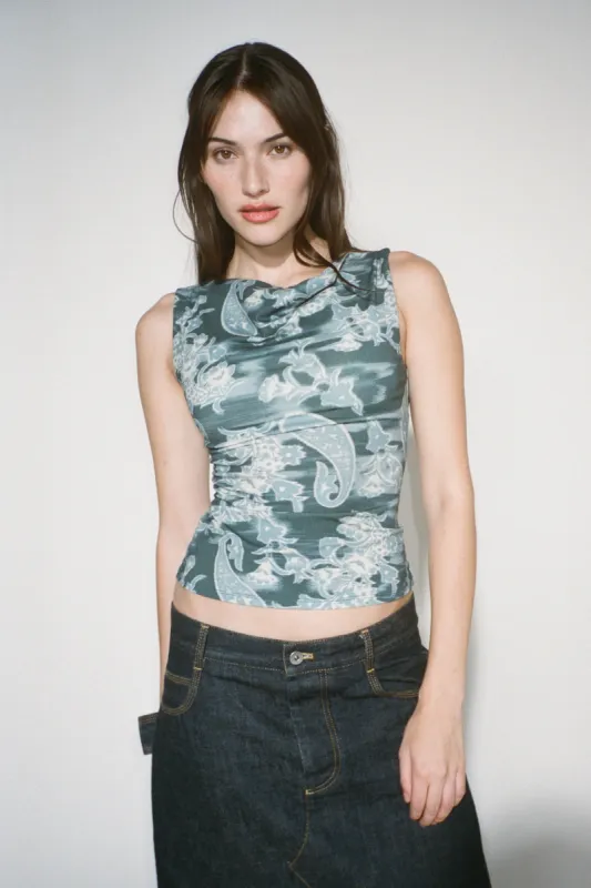 LANI TOP - MEDAN PAISLEY BLUE sold by Miaou