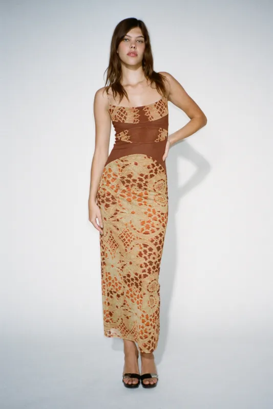 GIA DRESS - LACE ORANGE sold by Miaou