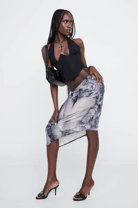 VERO SKIRT - NEWSPAPER TROMPE L'OEIL sold by Miaou